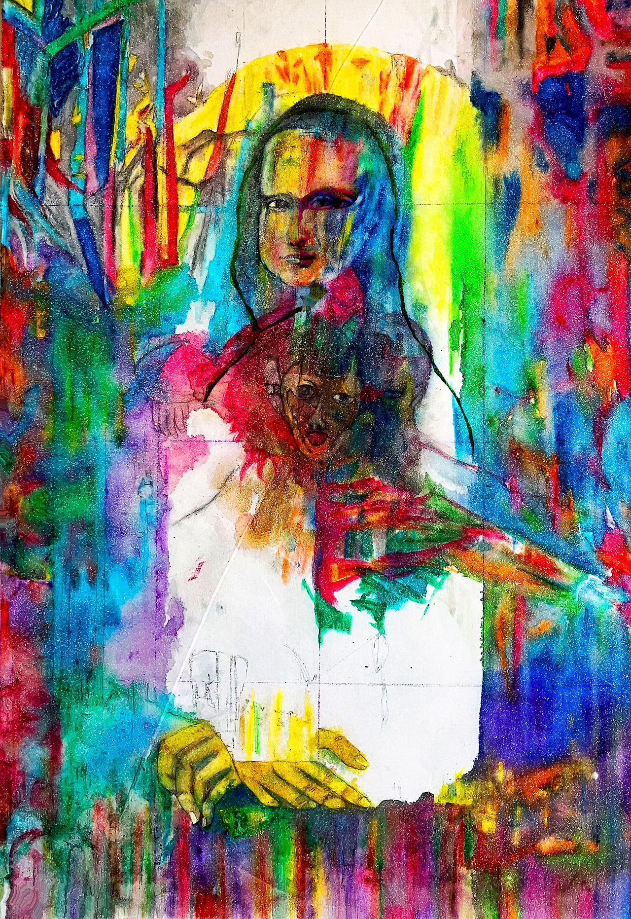 Louis Choi Chul-joo, Morning glory-dancer image of Mona Lisa's Desire structure is synchronic linguistic meaning-sketch 1, 113X165cm, acrylic and composite materials on cloth, 2025.jpg