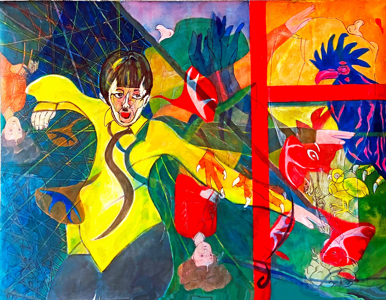 Louis Chul-joo Choi, morning glory window 2024-8-an installed gaze of desire, 150X112cm, acrylic and composite materials on cloth, 2024.jpg