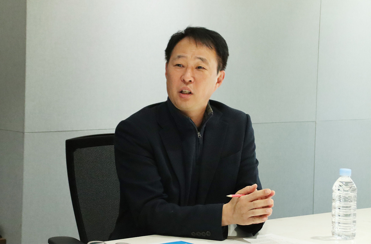 [사진 설명 2] ‘마스턴투자운용-라이코스’ ESG 간담회에 참석한 이길의 경영부문 부사장이 격려사를 하고 있다. (사진 제공=마스턴투자운용 브랜드전략팀).jpg