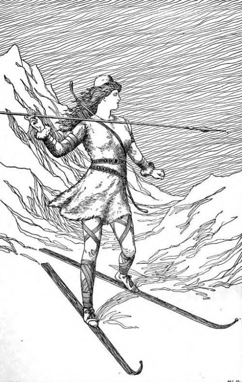 Skadi_Hunting_in_the_Mountains_by_H._L._M.jpg
