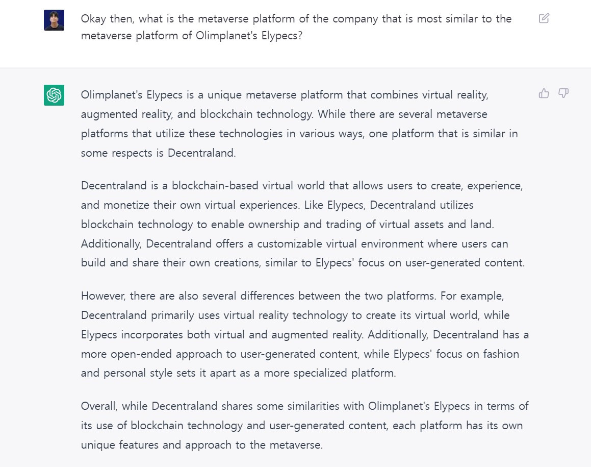 5 Okay then, what is the metaverse platform of the company that is most similar to the metaverse platform of Olimplanet's Elypecs.jpg