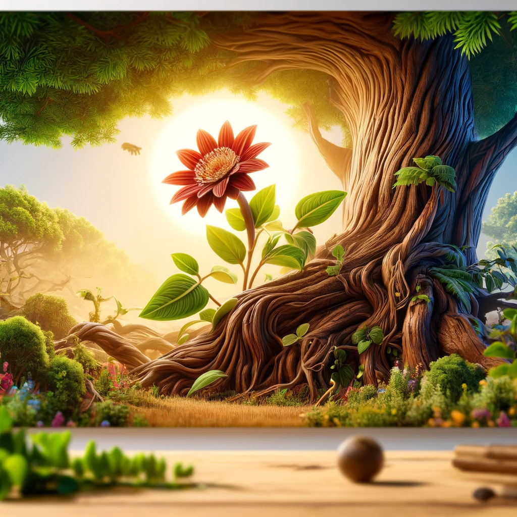 DALL·E 2024-05-24 21.05.35 - A hyper-realistic blog thumbnail image depicting the essence of hard work leading to success. The image features a strong, thick tree trunk symbolizin.jpg