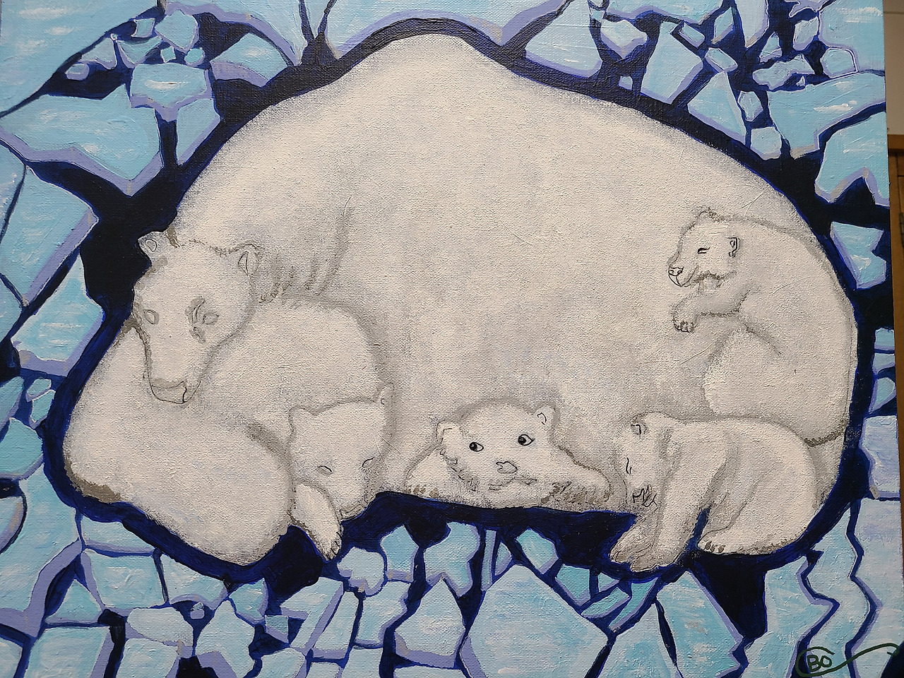 작품제목 -아기곰들을 걱정하는 엄마폴라     크기-55cmx42cm   재료-acrylic on canvas  제작년도 2022.jpg