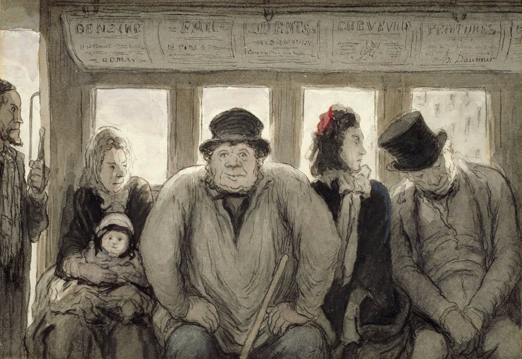 Honore Daumier - The Omnibus 1864 (ink wc  lithographic crayon on paper) - (MeisterDrucke-117797).jpg
