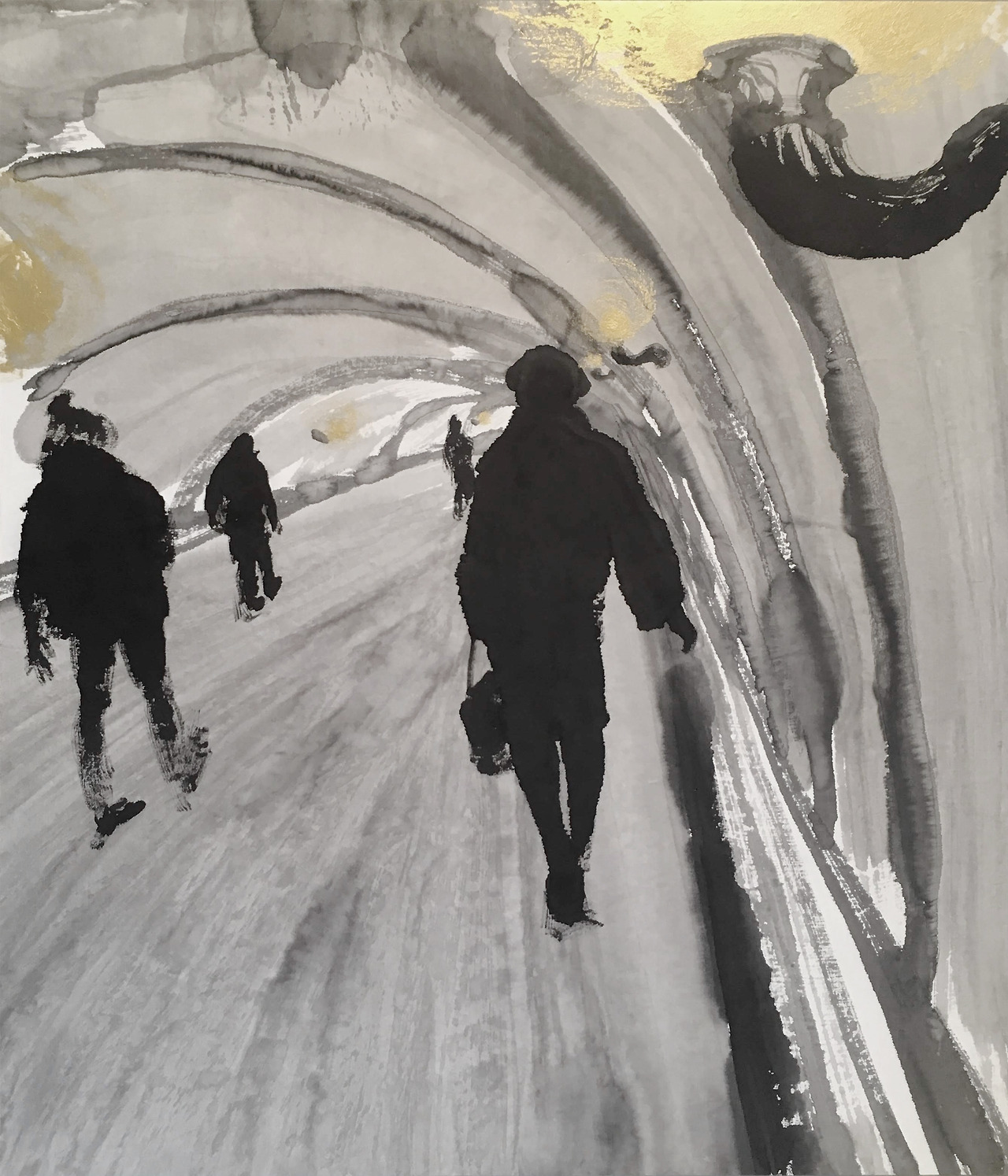 2월의 모스크바 지하철역. 60x65. 화선지에 먹. 2018..jpg