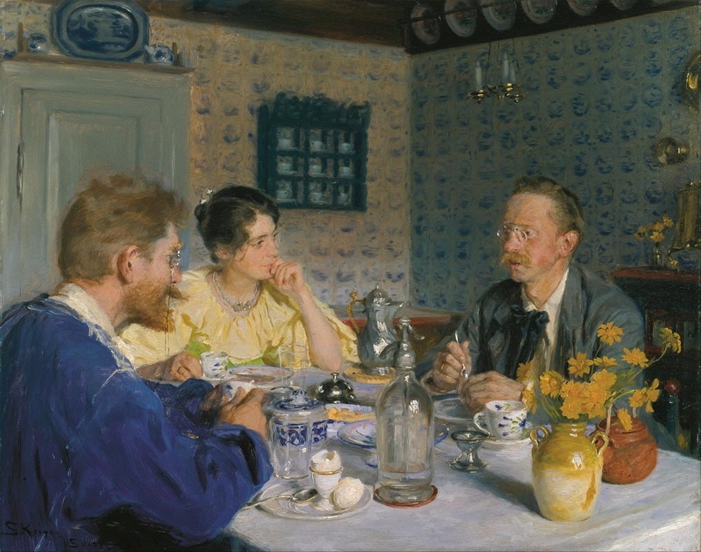 A breakfast. The artist, his wife and the writer Otto Benzon (1893).jpg