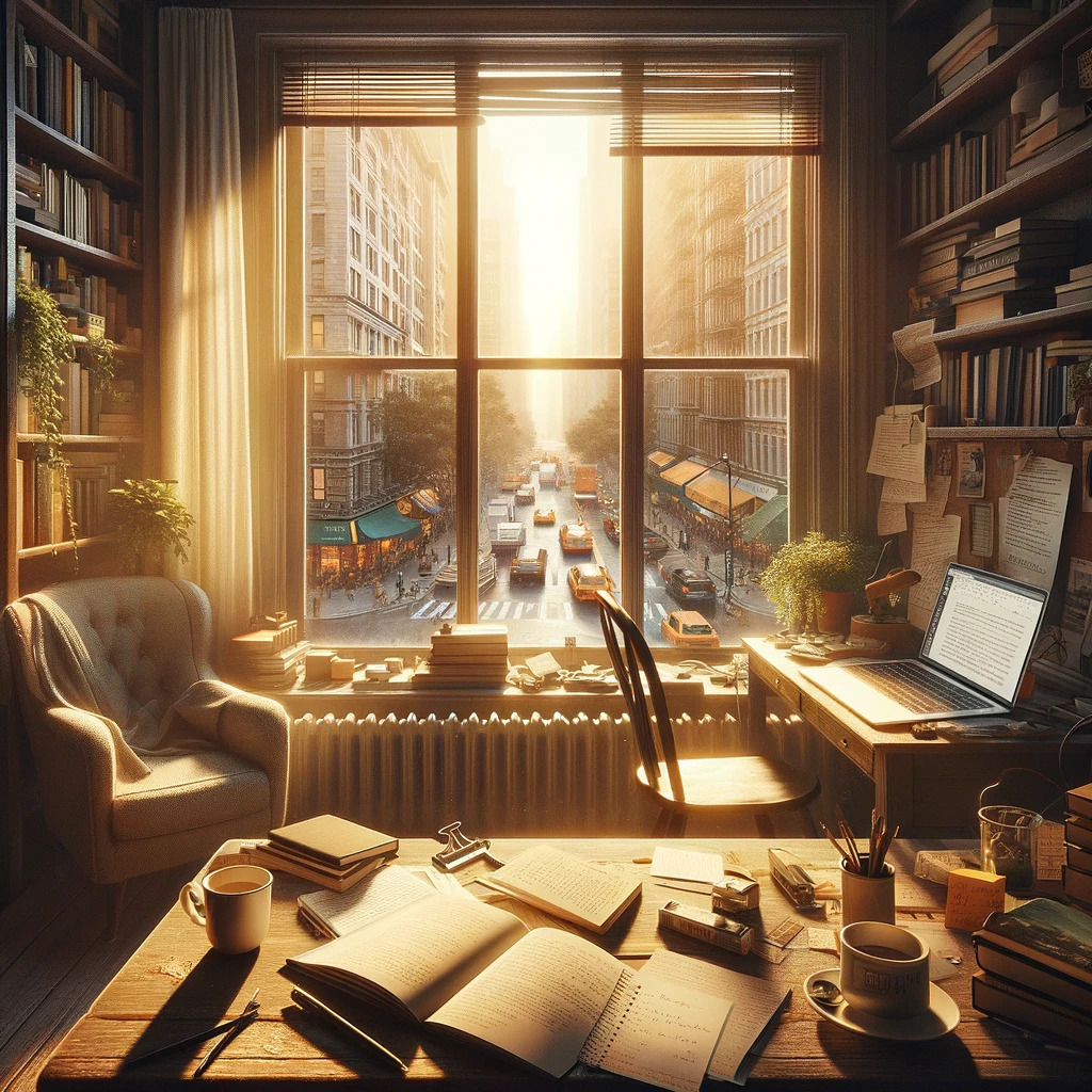 DALL·E 2024-02-22 00.26.55 - A thought-provoking image that symbolizes reflection on one's life. The scene includes a serene lake under a soft, pastel sunset sky. In the foregroun (5).jpg