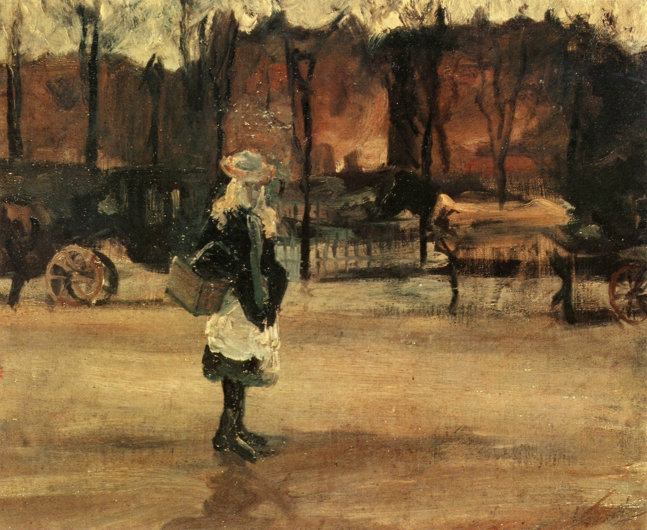 A Girl in the Street, Two Coaches in the Background 1882.jpg