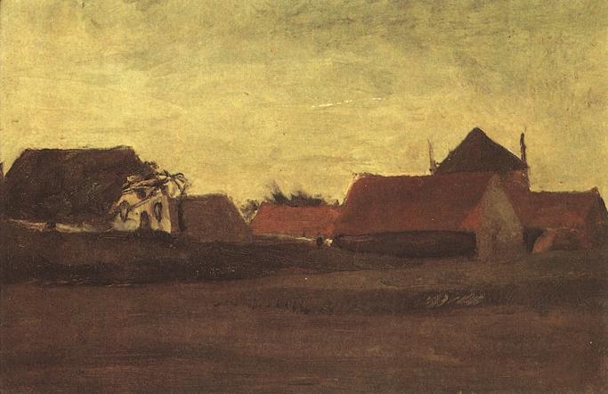 1883 8월 Old farmhouses in Loosduinen at evening twilight .jpg