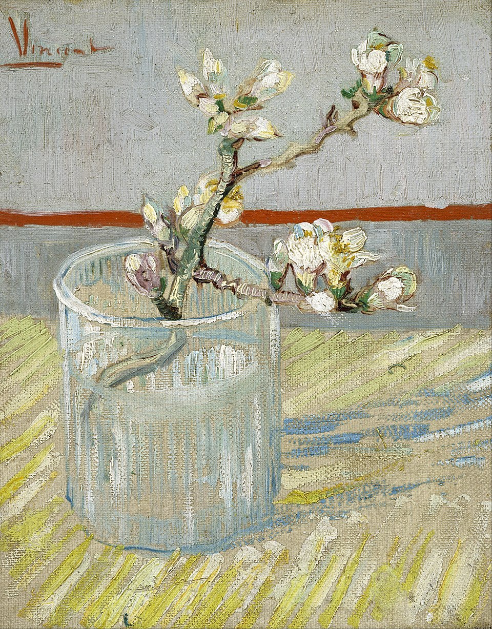 1888  Mar - Sprig of flowering almond in a glass.jpg