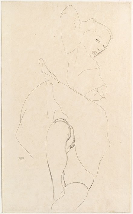 올라간 치마를 입고 누워 있는 여성의 누드 1912.jpg