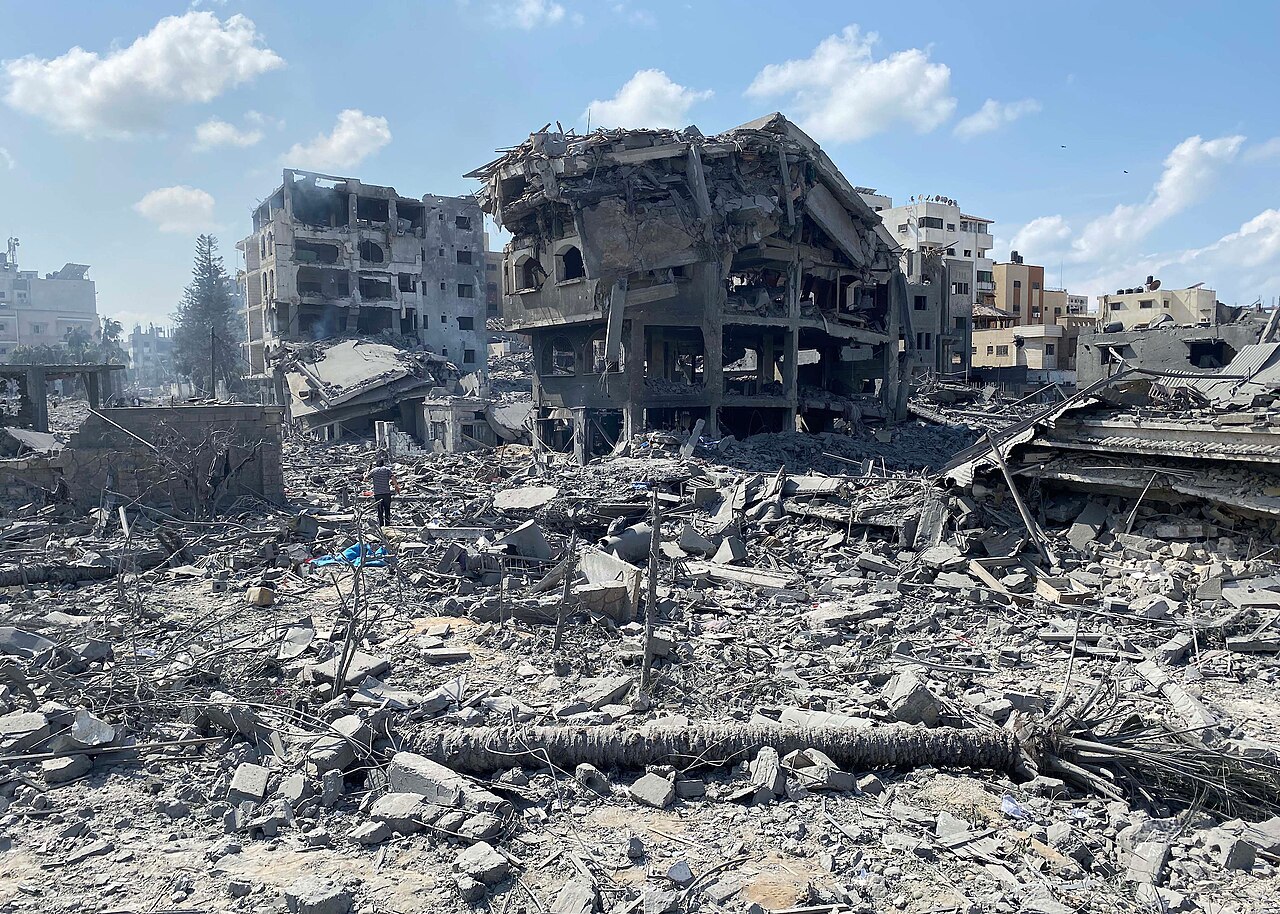 Aftermath of an Israeli airstrike on the El-Remal area of Gaza City, October 9, 2023.jpg