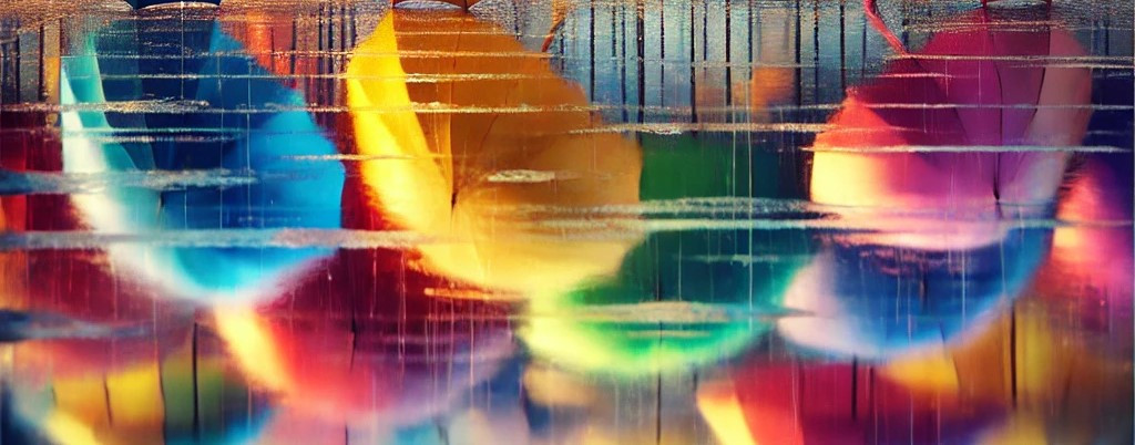DALL·E 2025-03-20 21.45.46 - A rainy day scene focusing only on colorful umbrellas and their reflections on the wet pavement. The umbrellas are arranged in a scattered manner, sho.jpg