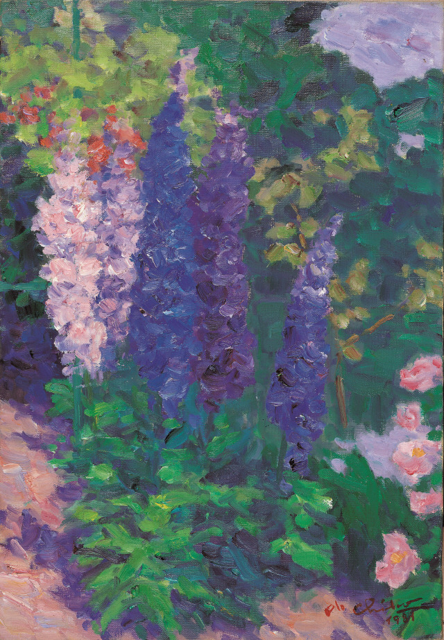 1981년에 그린 ‘꽃-델피니움’.jpg