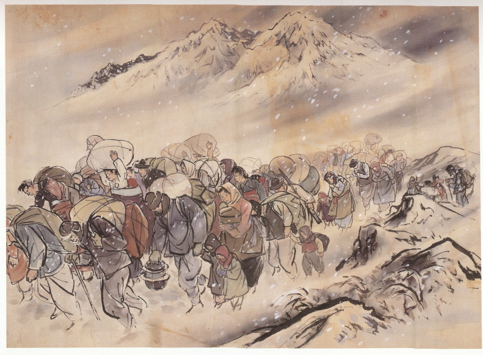 '피난민' 100x 72cm 비단에 채색, 1953.jpg
