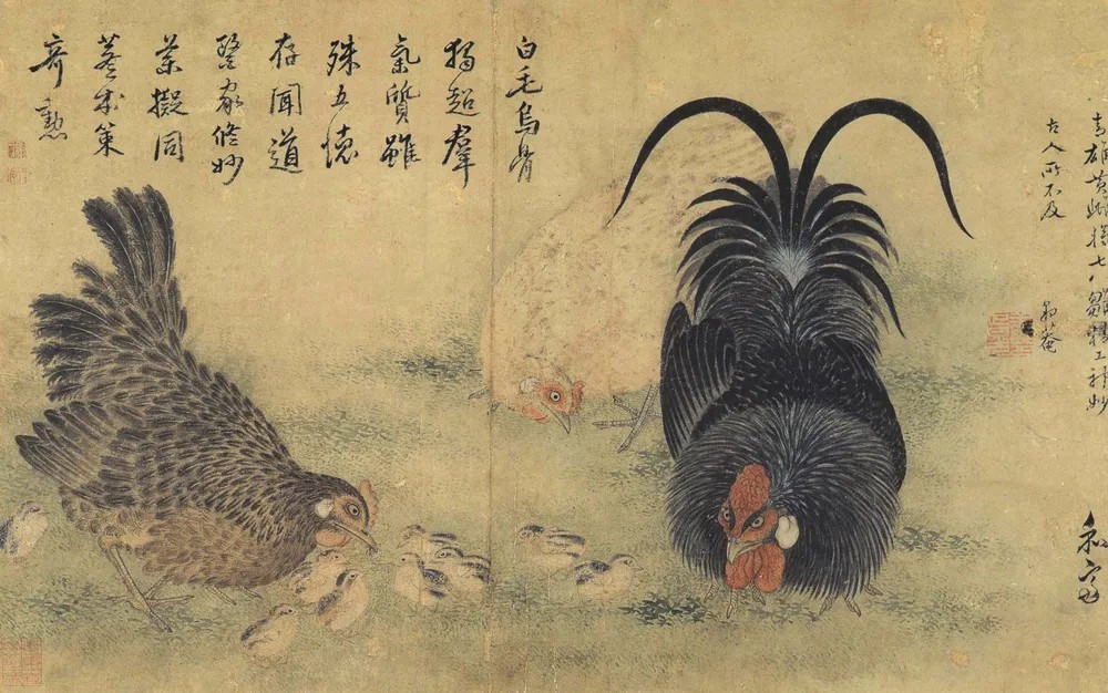 雌雄將雛. 조선 후기의 화가인 변상벽(卞相璧)이 1750.jpg