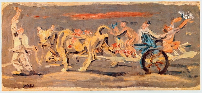 길 떠나는 가족, 1954, 종이에 유채, 29.5×64.5cm, 개인소장.jpg