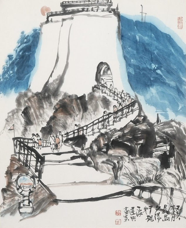 영도의 신선바위, 종이에 수묵담채, 54 x 44.5cm.jpg