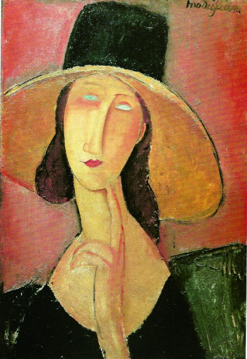 큰 모자를 쓴 잔느 에뷔테른느, 1918~9.jpg