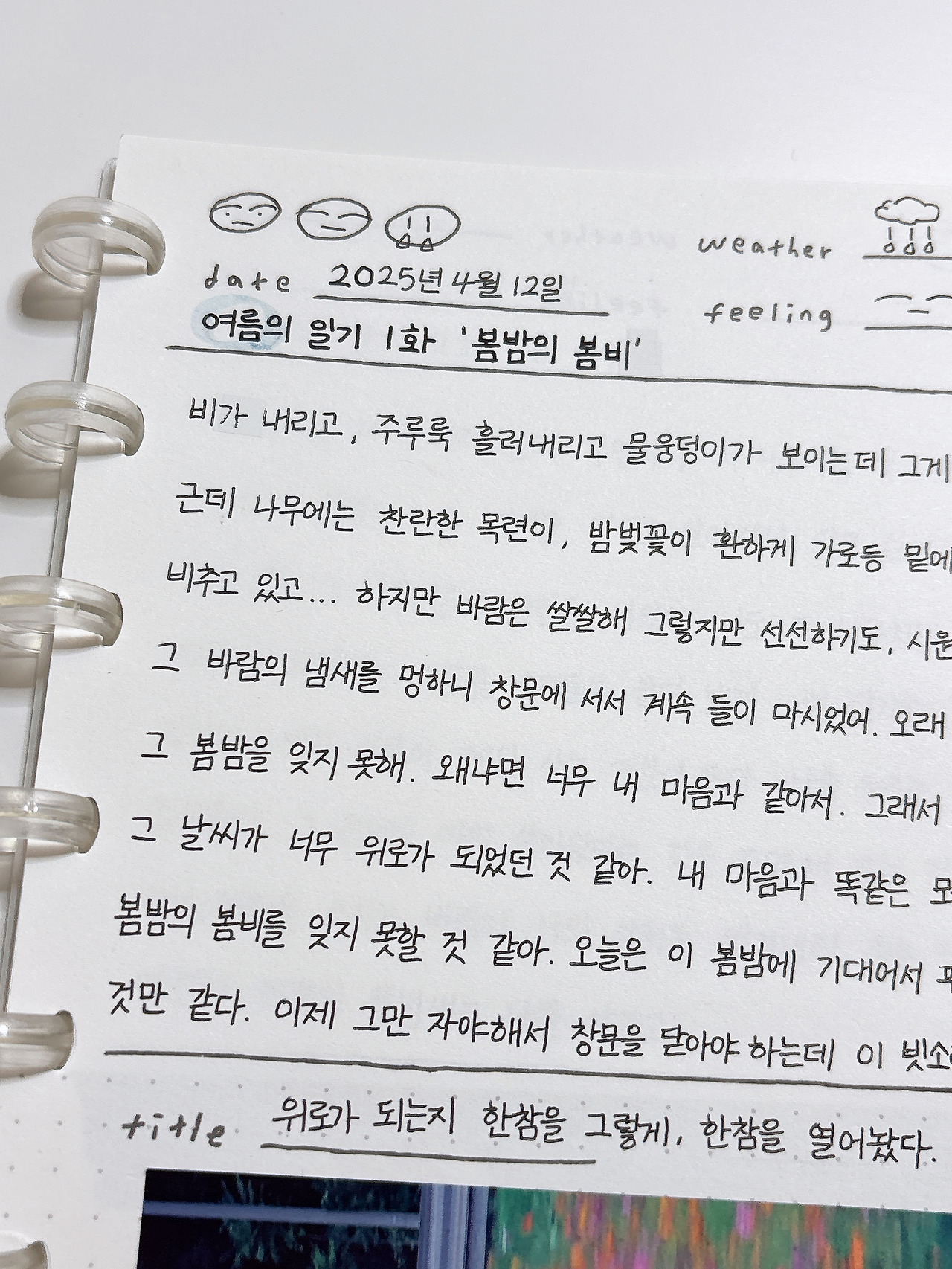 01화 여름의 일기 1화 ‘봄밤의 봄비‘