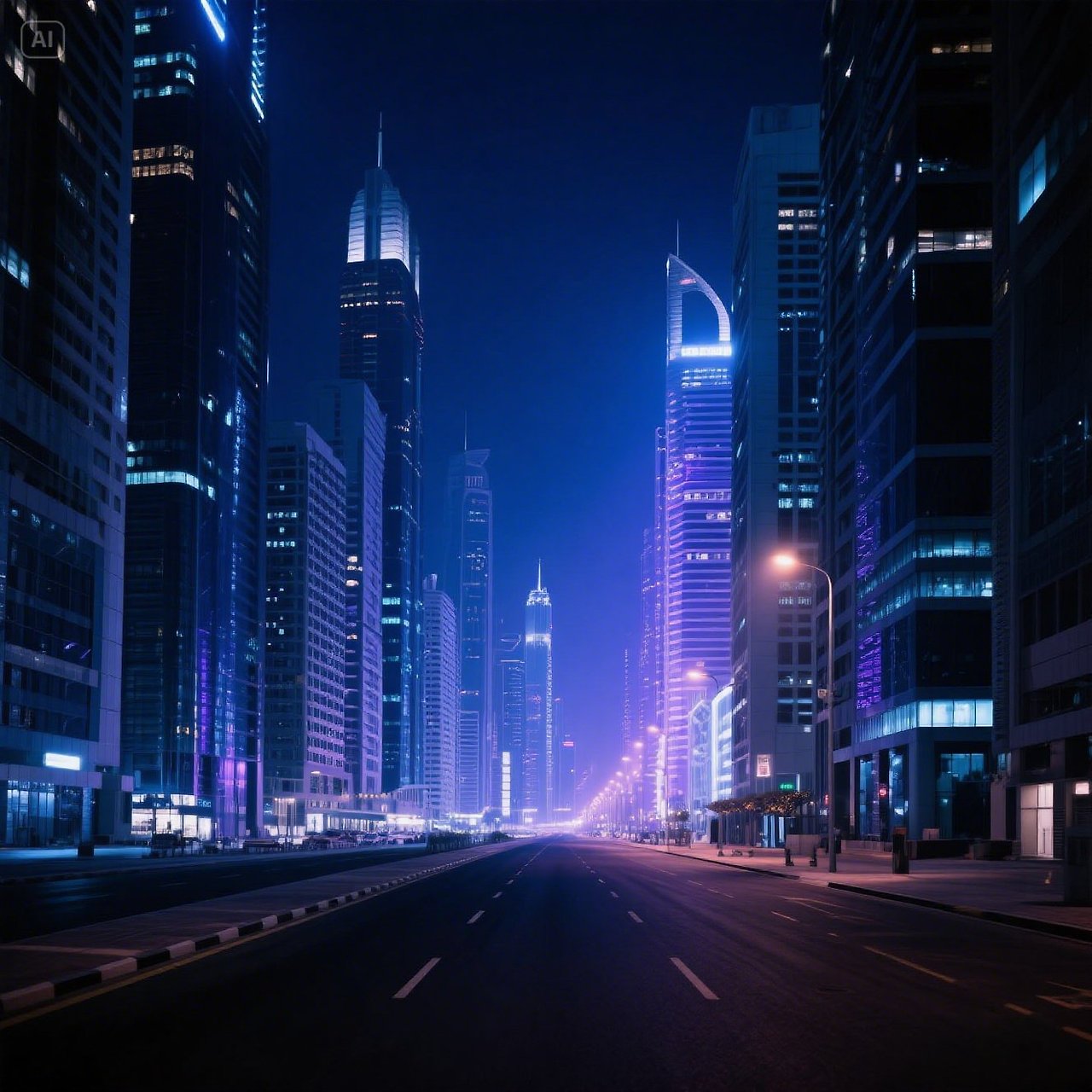jimeng-2025-05-17-320-Cityscape of Downtown Dubai at night, glass buildings glowing, calm streets, s....jpg