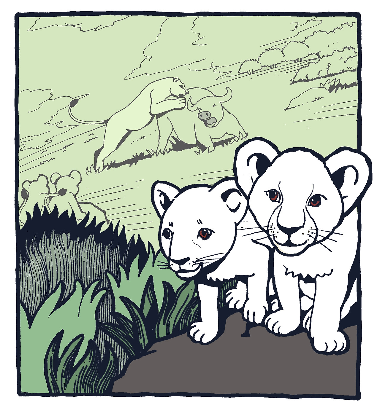 p17 사냥하는 사자와 새끼 사자.jpg