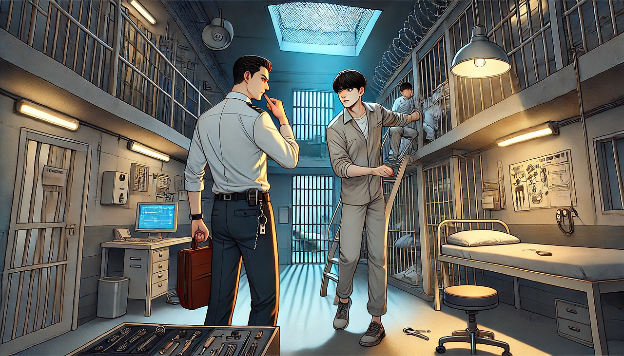 간수자가 수감자 탈옥돕는 모습.jpg