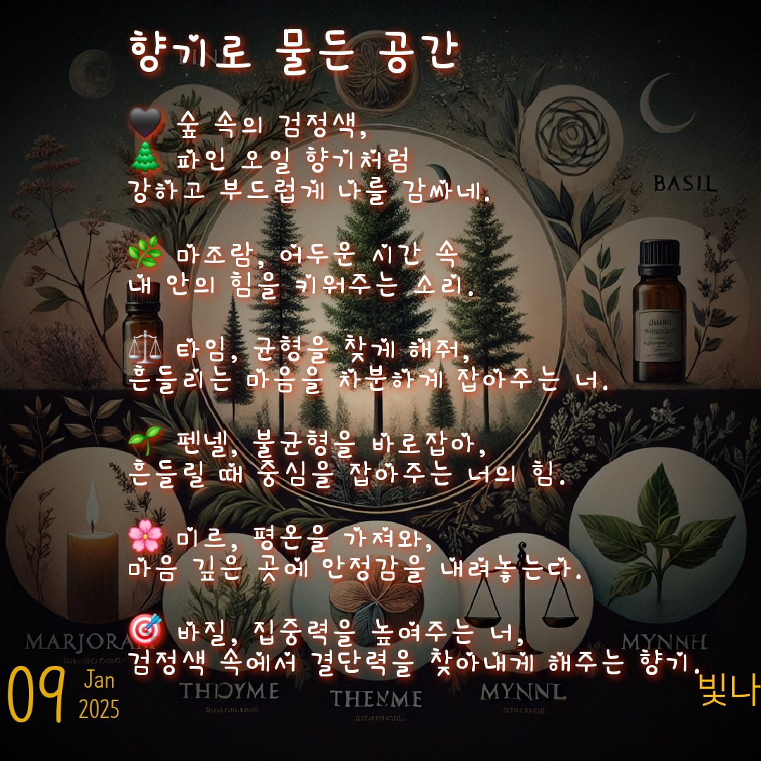 검은색과 아로마의 치유