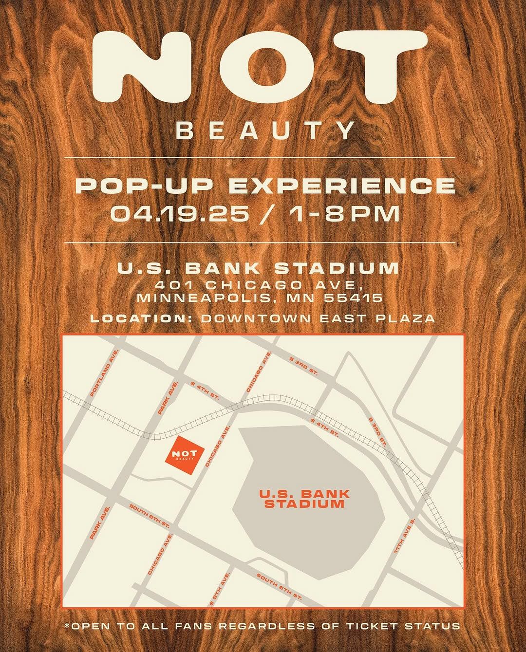 Meet me at U.S. Bank Stadium in Minneapolis, MN at the first NOT BEAUTY pop up! April 19th 1-8 PM OPEN TO ALL FANS! SEE YOU IN 3 DAYS !! (2).jpg