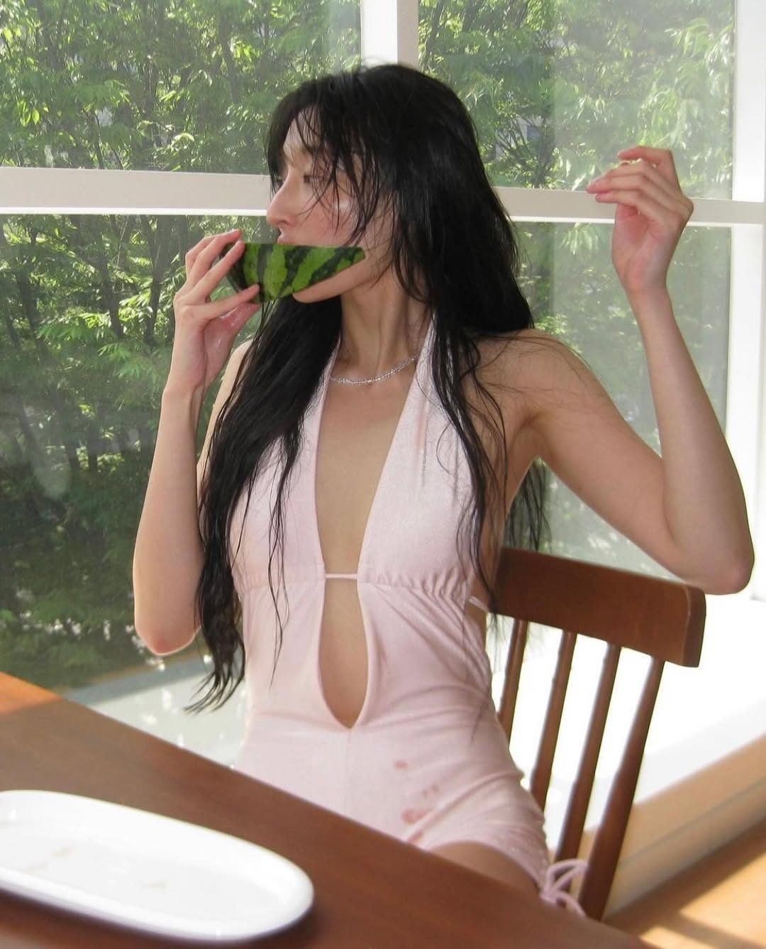 start of summer ��@noa_half wears Pink BBsuit & Black mini Romper �✨wear this as a bodysuit or a bathing suit ��This Pink deep v cut romper is slightly see-through when wet. If you are concerned about trans (1).jpg