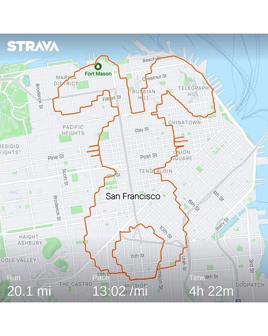 매년 새해 목표 중에 ‘운동’은 빠지지 않고 등장합니다  누구나 쉽게 시작할 수 있는 운동으로는 시간과 장소의 제약이 적은 러닝이 여전히 인기를 끌고 있는데요. 작심삼일러를 위해 러닝에 흥미를 붙여줄 계정을 발견했습니다. 마라토너 겸 스트리트 아티스트 레니 모건은 샌프란시스코 일대를 캔버스 삼아 스트리바 앱의 경로 기록 기능을 활용해 지도 위에 그림을 그립니다  그의 발은 붓이고 그.jpg