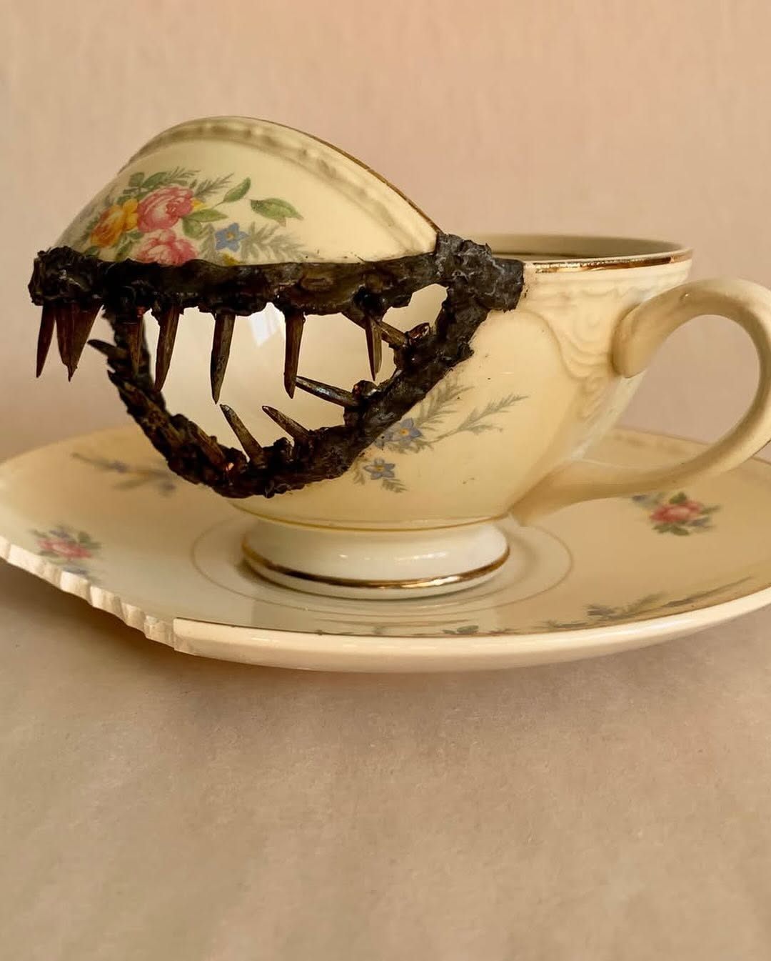 깨진 접시도 다시 보자! 미국 오하이오주를 기반으로 활용하는 세라믹 공예가 Glen Martin Taylor(@glenmartintaylor). 전직 목수였던 그는 깨진 조각을 녹슨 금속, 못, 가위 등으로  수리한듯한 작품을 선보입니다.그는 한 인터뷰를 통해서  ‘나에게 치유는 결코 아름답지 않다. 불완전하고 종종 추하거나 지저분하기 때문이다.’ ‘나는 파손의 무작위성을 좋 (2).jpg