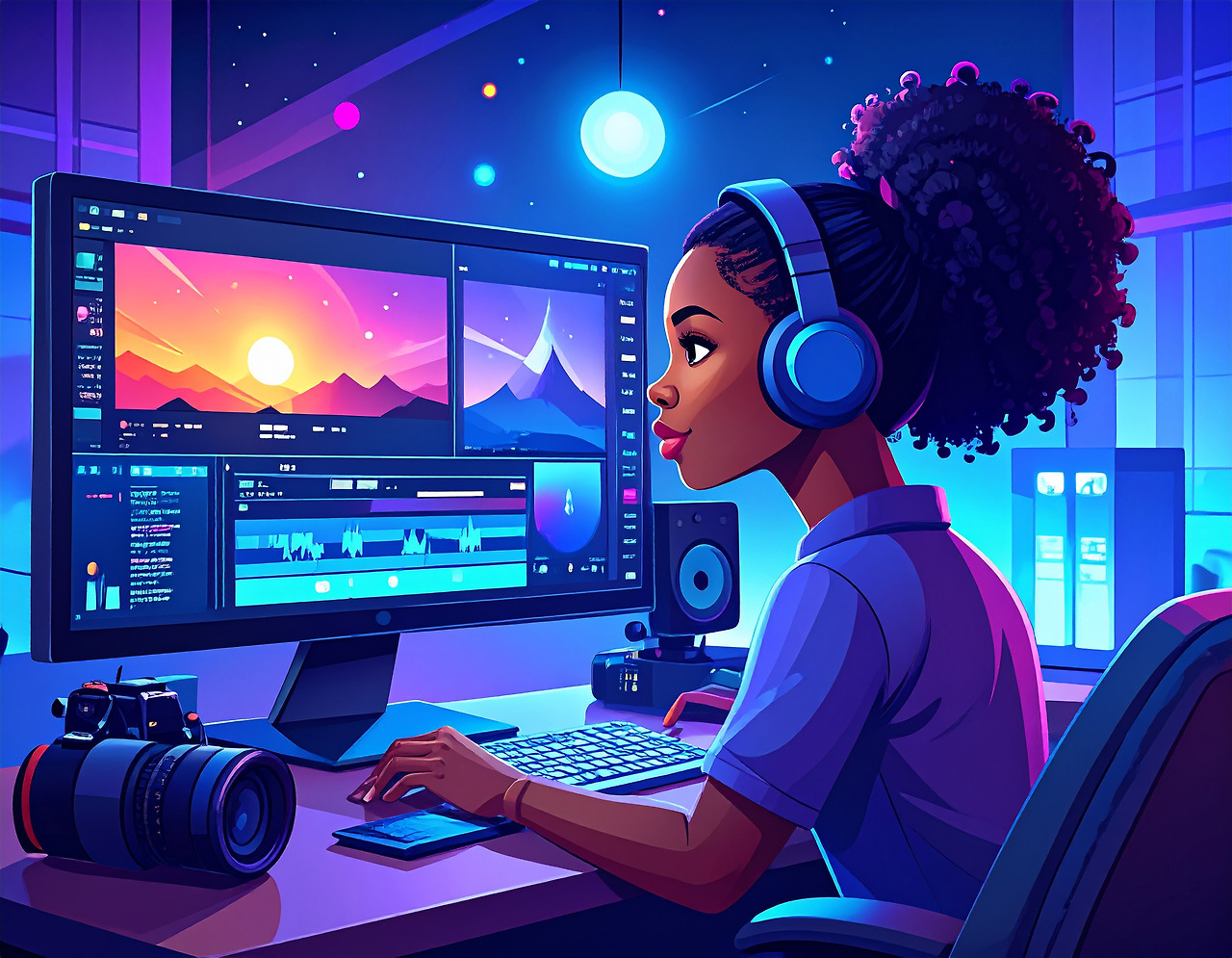 Firefly_A focused girl editing a video on a computer screen with multiple clips and timelines 723370.jpg