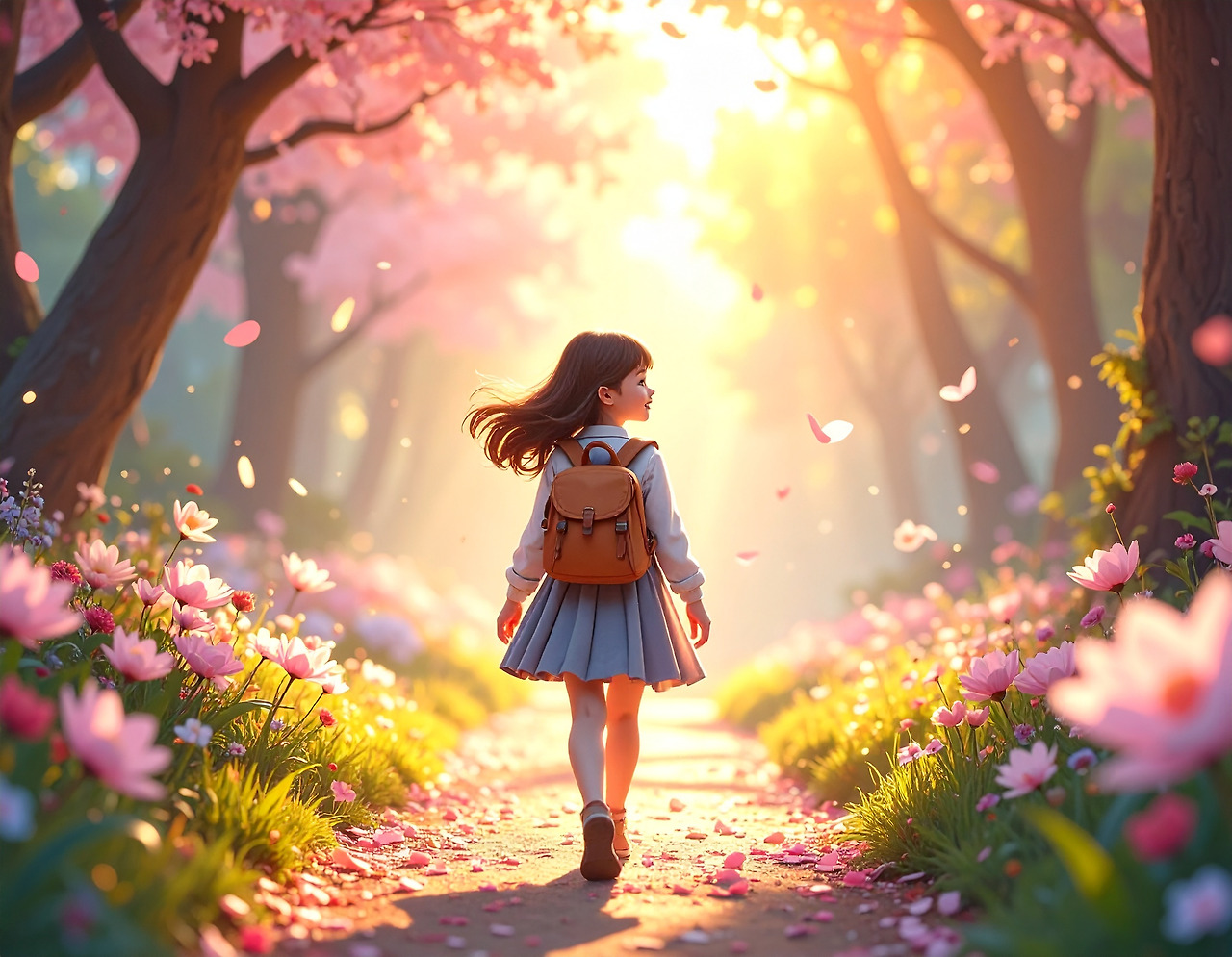 Firefly_A young girl setting off on a magical adventure, wearing a small backpack and a big c 572977.jpg