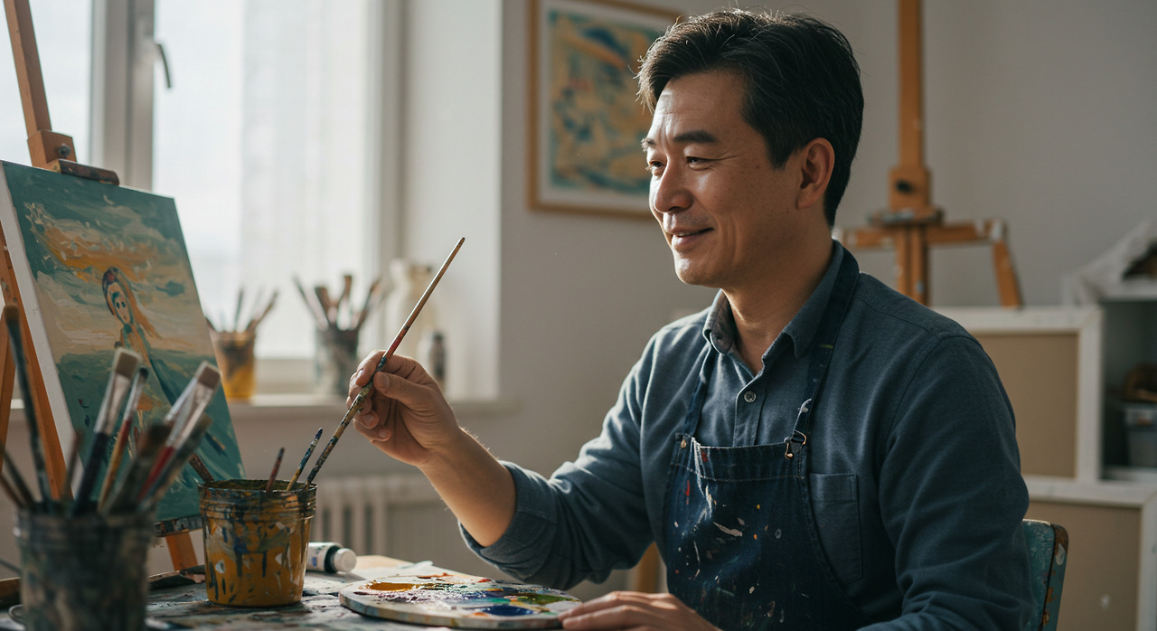 중년 그림 그리며 행복 1.jpg