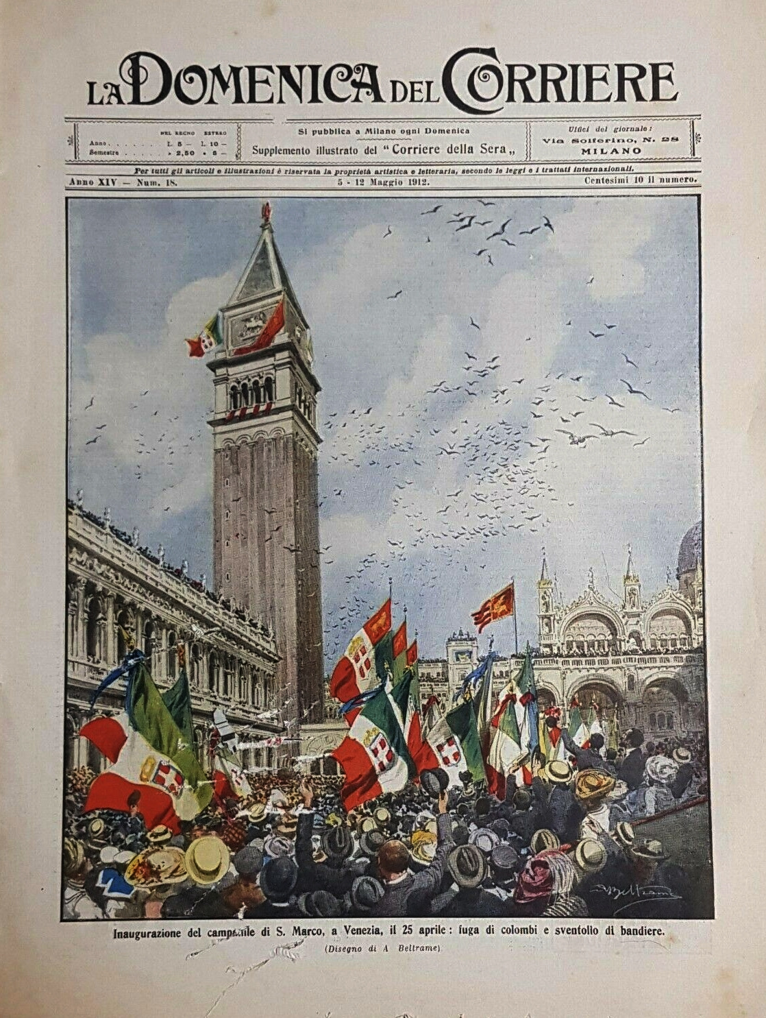 Il numero de La Domenica del Corriere, 5–12 maggio 1912, con la cerimonia d'inaugurazione.jpg