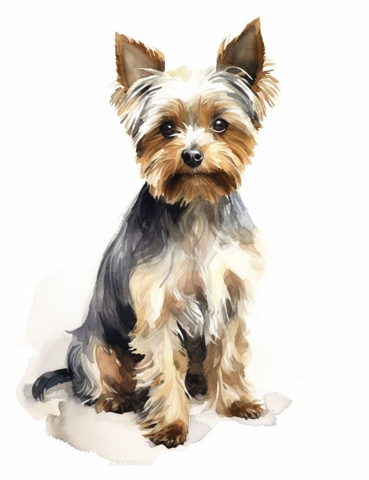 Yorkshire Terrier Watercolor Pet Portrait Clipart PNG Digital Prints - Instant Download.jpg