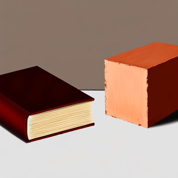 DALL·E 2024-03-04 08.09.36 - Illustrate a scene where a single thick book and a single solid brick without any holes are laid side by side on a flat surface, not stacked. The thic.jpg