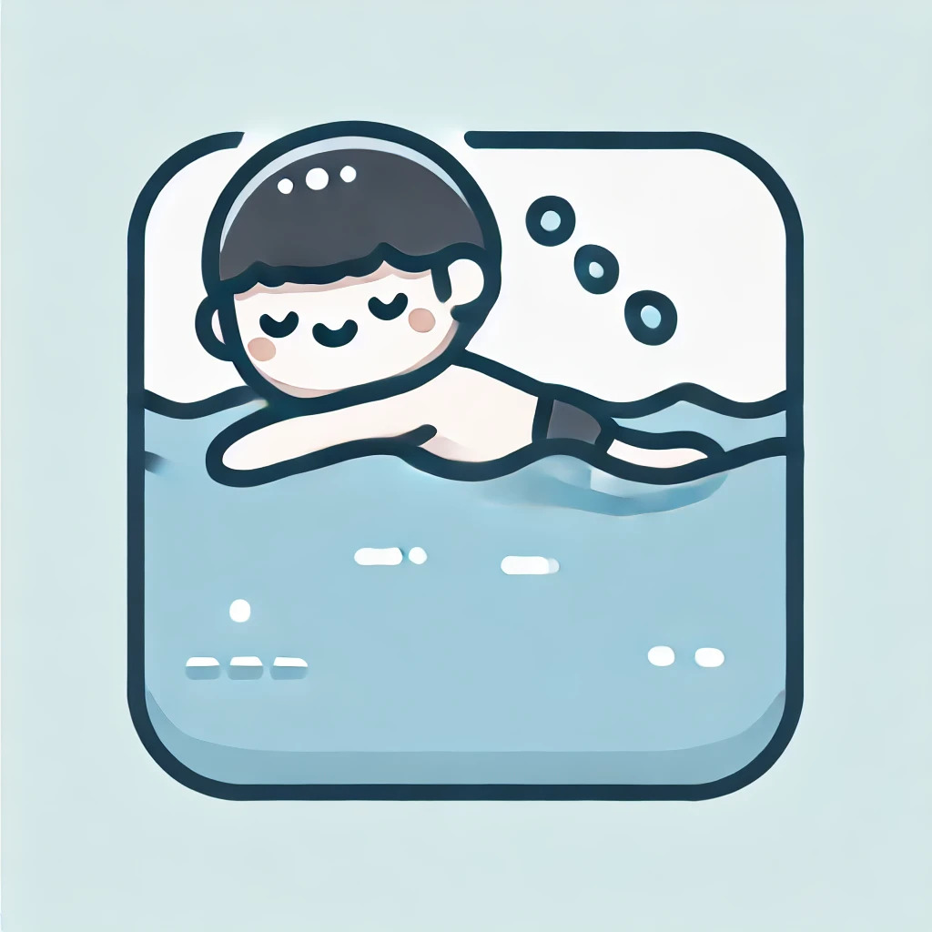 DALL·E 2024-08-27 10.46.57 - A simple illustration featuring an elementary school child swimming.jpg