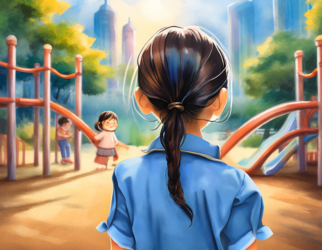 Firefly 놀이터에서 놀고 있는 여자 아이들을 멀리서 지켜보는 엄마의 1인칭 시점의 모습 52866 복사.jpg