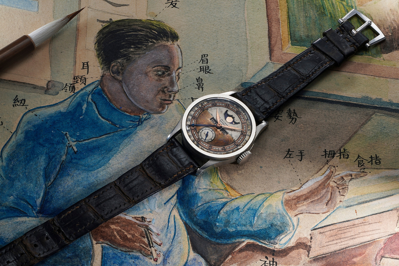 A Patek Philippe Reference 96 Quantieme Lune  formerly from the collection of Aisin-Giro Puyi and a watercolour painting_Copyright Phillips_Jess Hoffman.jpg