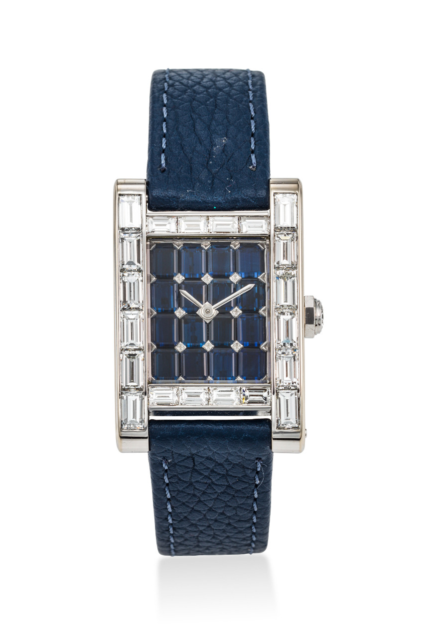 LOT 38_CARTIER. A POSSIBLY UNIQUE AND OPULENT 18K WHITE GOLD AND BAGUETTE DIAMOND-SET RECTANGULAR WRISTWATCH.jpg