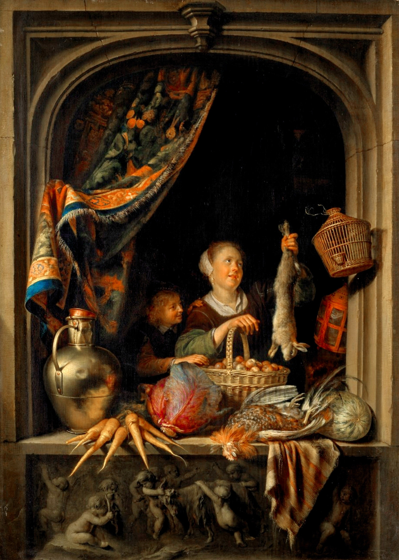 소년과함께 토끼를 들고 있는 여인.jpg