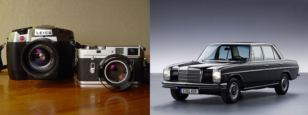 사진5) 박 마스터가 오랜 시간 사용한 두 가지 타입의 라이카 카메라와 1970년대 생산된 벤츠 자동차.jpg