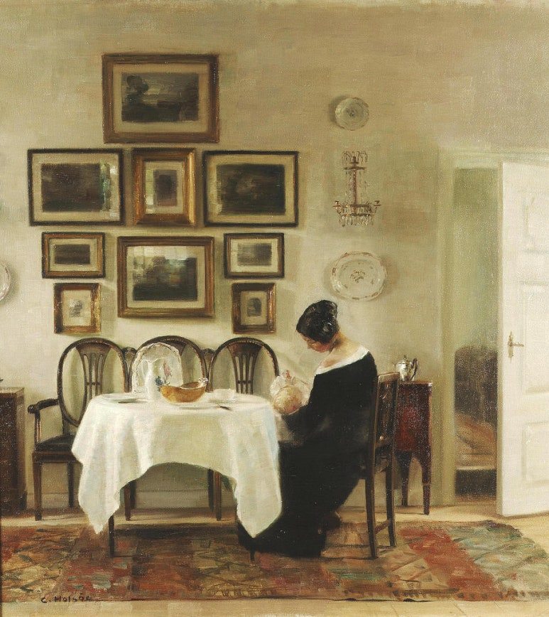 Carl Holsoe, Mother and Child in a Dining Room Interior, Date unknown.jpg