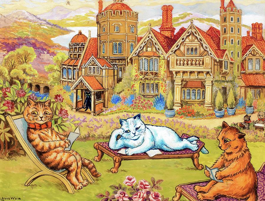 cats-relaxing-in-the-grounds-at-napsbury-louis-wain.jpg