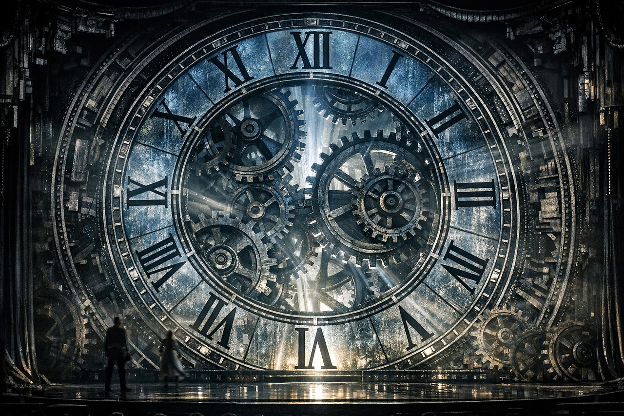 40-거대 수직 시계판 무대 장면.jpg