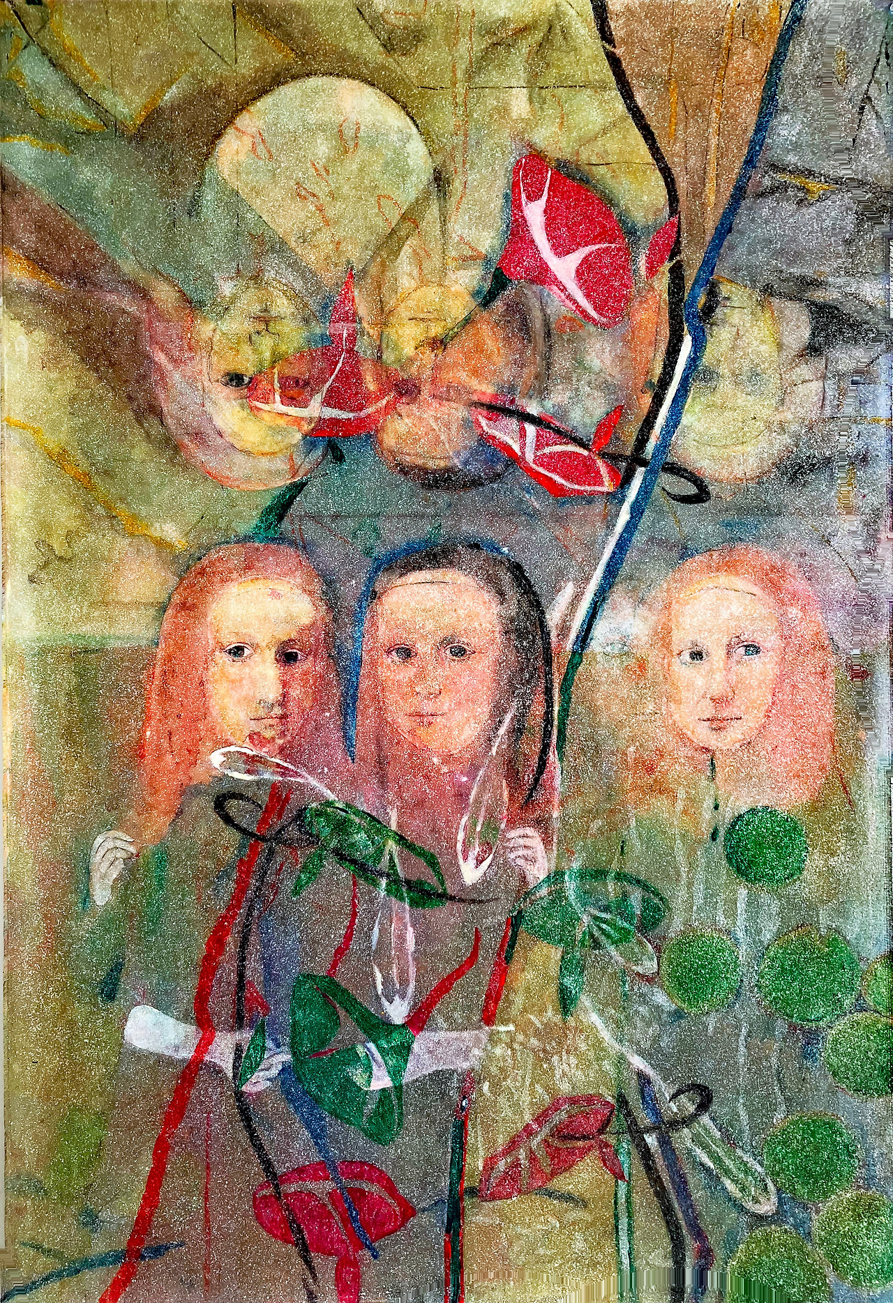 Louis Choi Chul-joo, morning glory and three gods of beauty in reversible shades of light, 113X165cm, acrylic and composite materials on cloth, 2026.jpg