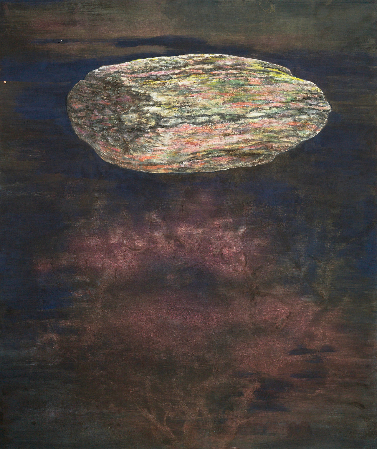 행성_복사꽃 피는 밤, 2025, 패널 위에 장지 황토 백토 분채 석채, 162x130cm (100호).jpg