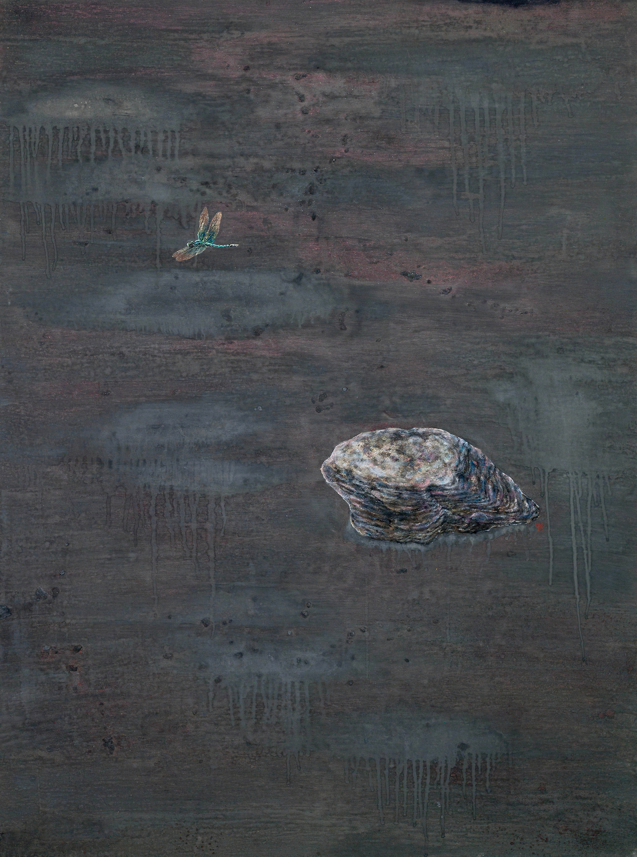 행성_봄비1호, 2024, 패널 위에 장지 황토 백토 분채 석채, 130x97cm (80호).jpg